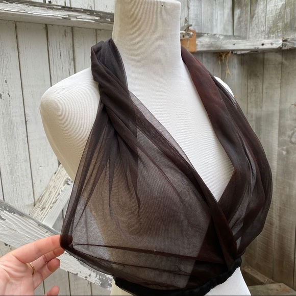 Vintage Wrap Brown Halter crop twist tank top - Picture 3 of 5